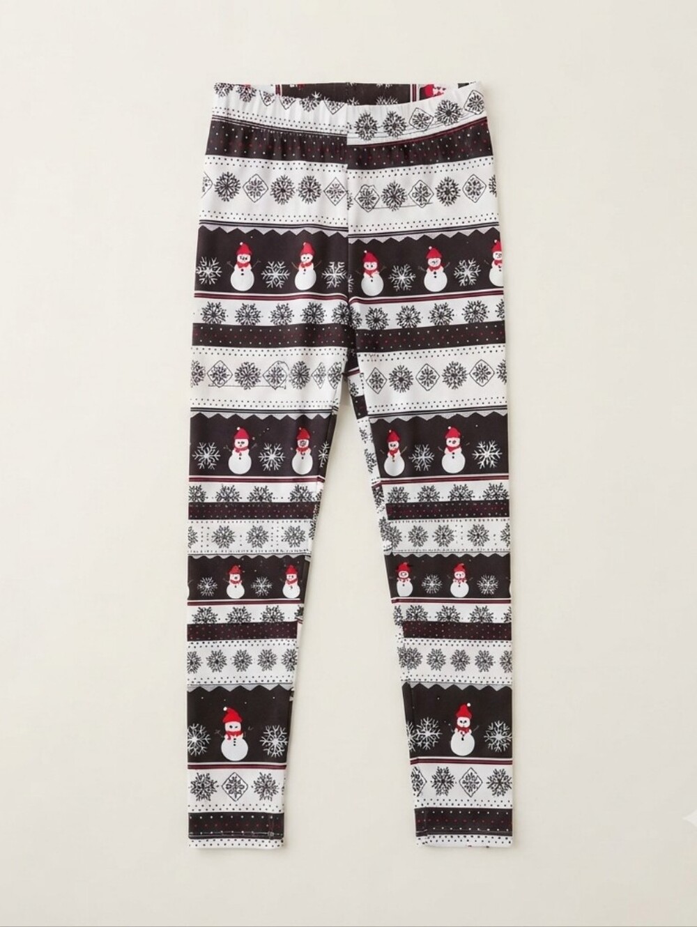 One5One Christmas Snowman Fair Isle Leggings Black White Size Medium M